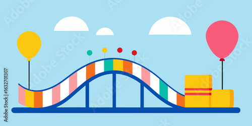 cartoon birthday roller coaster balloons children