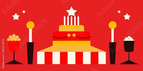 vintage cinema birthday red carpet popcorn