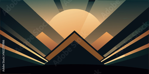 Elegant art deco style banner with a sophisticated bronze and olive green gradient perfect for modern advertising and luxury branding