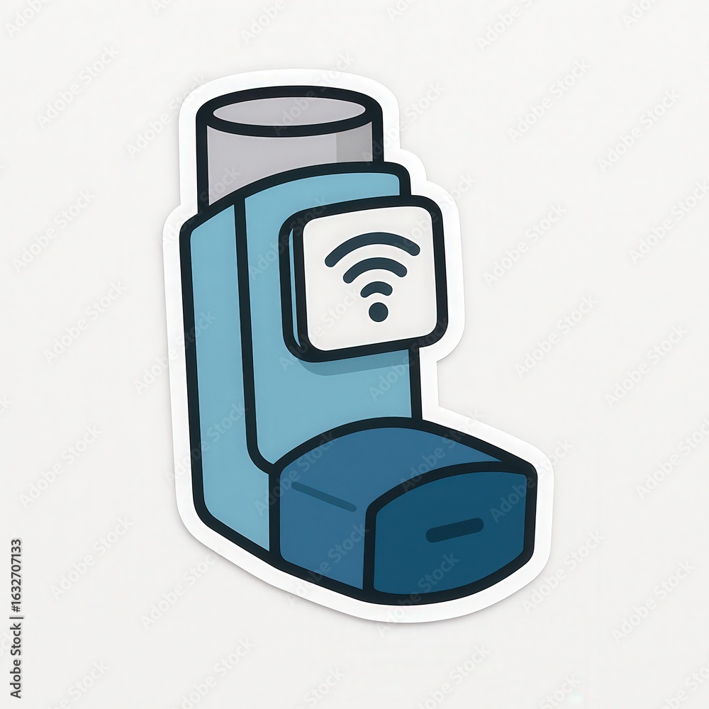 Innovative smart inhaler design showcasing seamless integration of digital health technology for respiratory management featuring a modern aesthetic and user-friendly interface Innovative smart inhaler design showcasing seamless integration of digital health technology for respiratory management featuring a modern aesthetic and user-friendly interface