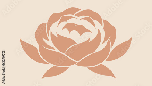 Artistic illustration of a stylized flower in earth tone color palette for design