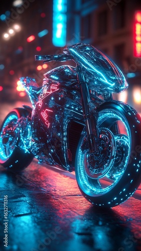 Futuristic Motorcycle: Neon Nights