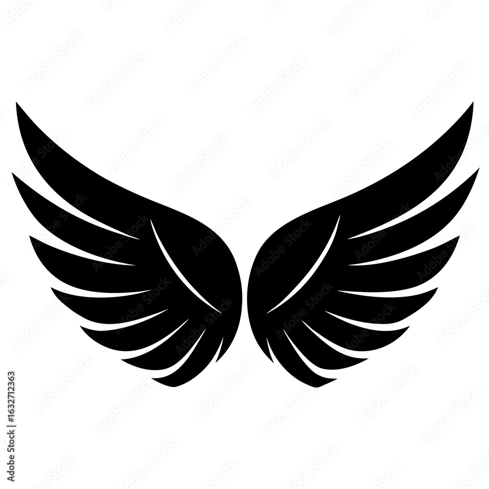 Fototapeta premium Pair of black stylized wings on a white background vector illustration
