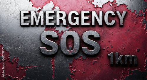 Distressed Emergency Sos Signal One Kilometer Away Graphic Design Element