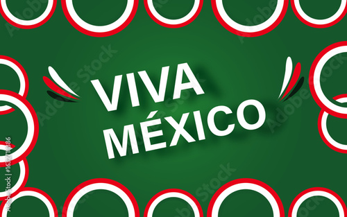 Festejo 15 de septiembre,  conmemoración del Grito de Independencia. Plantilla para la celebración de la Independencia de México, con decoraciones. ¡Viva México! 