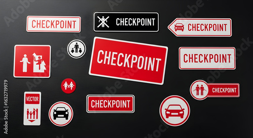 Diverse Checkpoint Signage Collection for Security or Information Graphics Design