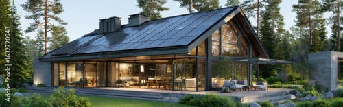 Wallpaper Mural Modern eco-friendly house surrounded by lush greenery in a serene forest setting in the early morning light Torontodigital.ca