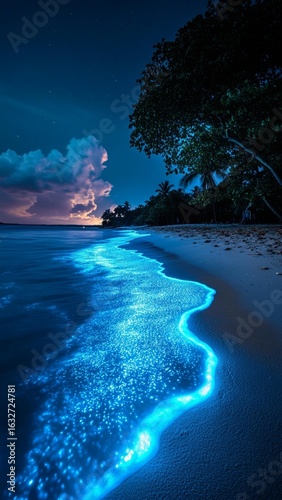 Night Beach Bioluminescence