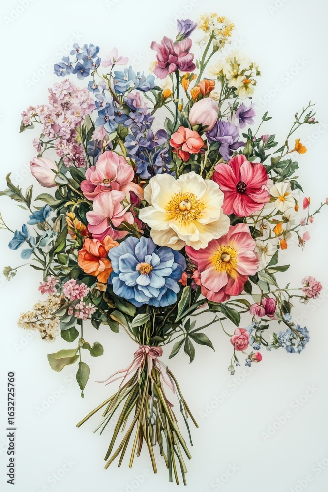 Obraz premium Soft Spring Bouquet on White Background