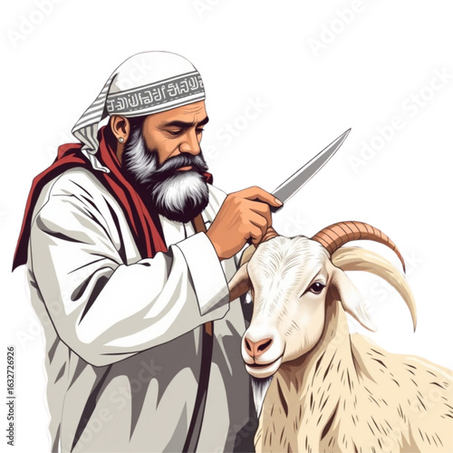 Man performing qurban in halal way