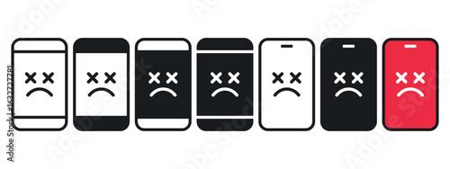 Phone 404 error face icon. Illustration vector