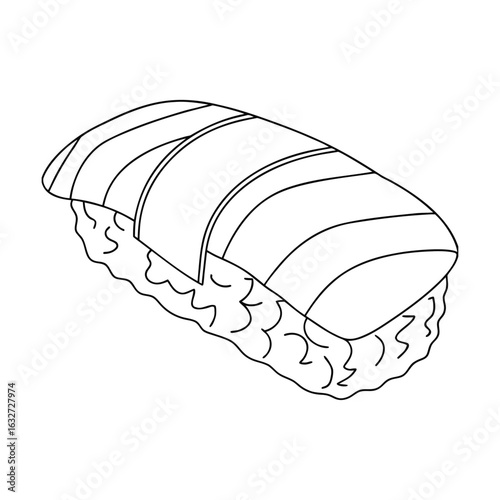 Salmon nigiri sushi roll outline rice food