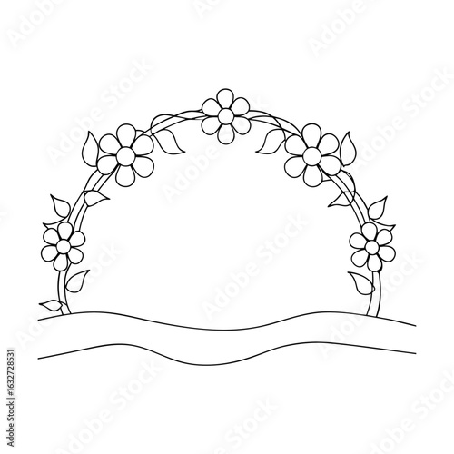 Floral Archway Sketch For Wedding Invitation Design