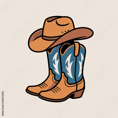 Cowboy Hat and Boots – Western Country Style Illustration