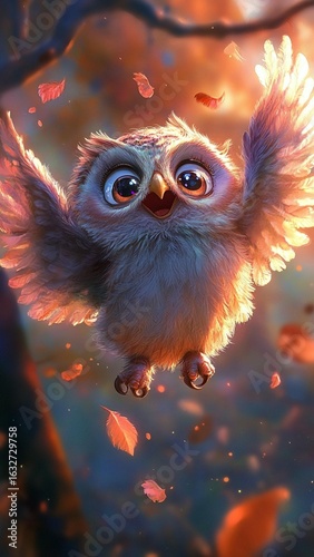 Cute Owl in Flight