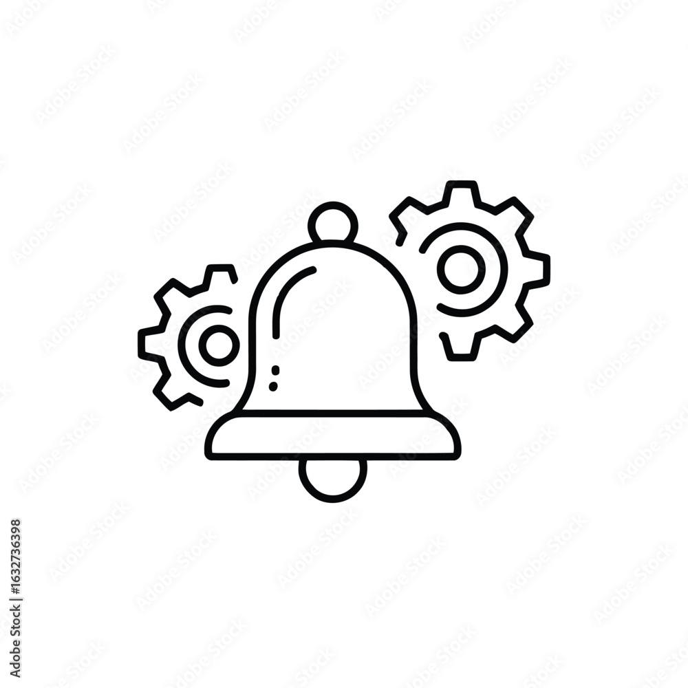 Fototapeta premium Notification Settings Customization Alert Bell with Gears Maintenance Adjustments Preferences