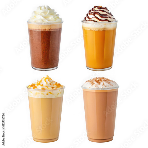 Wallpaper Mural Four delicious iced coffee drinks isolated on transparent background Torontodigital.ca