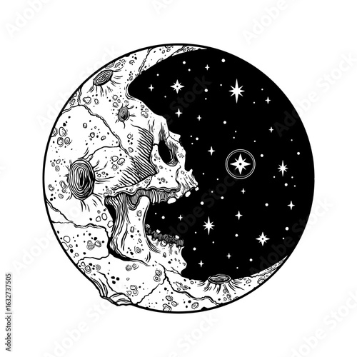 Scary crescent in the shape of a human skull
