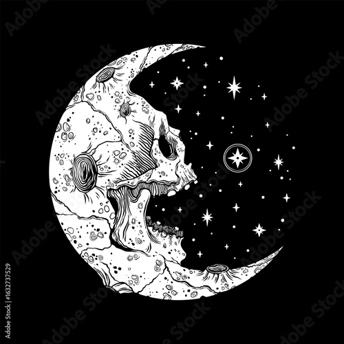 Scary crescent in the shape of a human skull