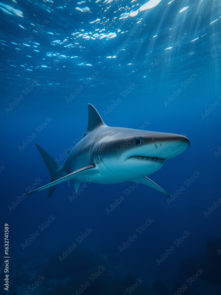 Obraz premium Silky shark swimming gracefully in the Maldives