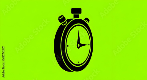 Elegant Stopwatch Graphic Isolated On A Vibrant Green Backdrop Time Measurement