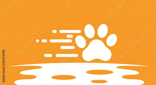 Dynamic Paw Print Symbolizing Movement And Energetic Pet Activity Isolated