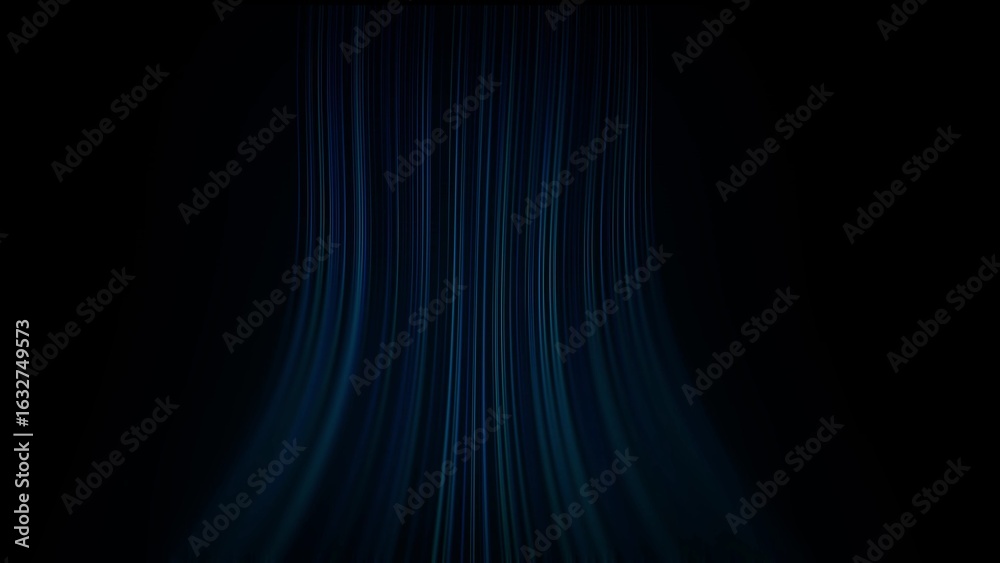 Fototapeta premium Flowing Blue Light Streaks on Black Background abstract