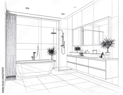 Modern bathroom blueprint