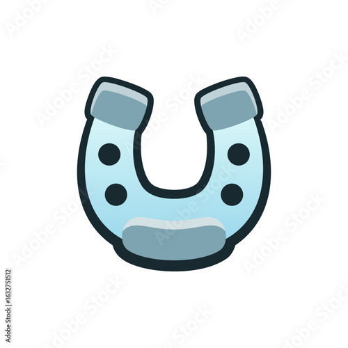Isolated flat 3d horseshoe icon for game, interface, sticker, app. The sign in a cartoon style for match 3, arcade, rpg. The luck sprite for craft element in hyper casual mobile game.