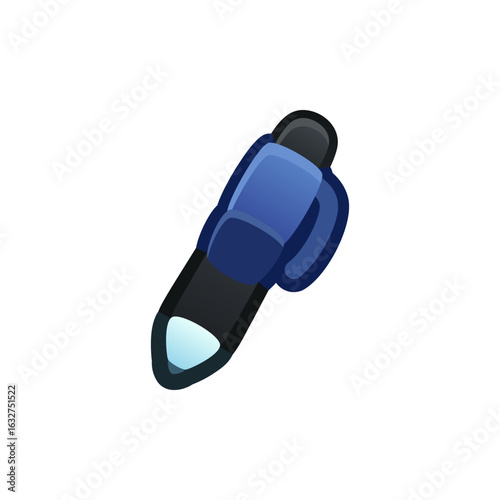 Isolated flat 3d pen icon for game, interface, sticker, app. The sign in a cartoon style for match 3, arcade, rpg. The tool sprite for craft element in hyper casual mobile game.