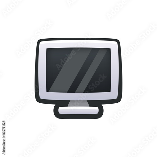 Isolated flat 3d monitor icon for game, interface, sticker, app. The sign in a cartoon style for match 3, arcade, rpg. The display sprite for craft element in hyper casual mobile game.
