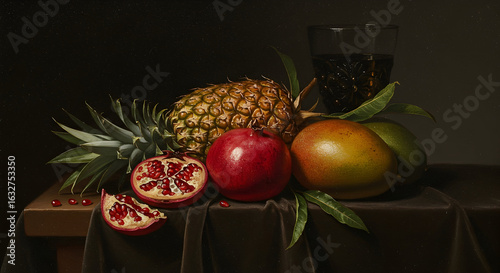 A classic Dutch Master still life with exotic fruits