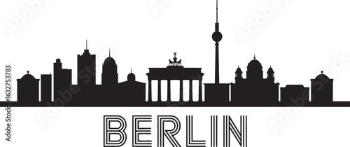 Berlin Skyline Silhouette Vector Illustration Germany Cityscape Urban Scene Landmark