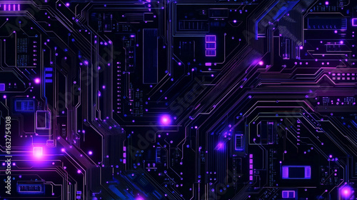 Wallpaper Mural Abstract technology background with glowing circuit patterns and digital elements Torontodigital.ca