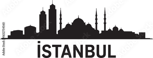 Istanbul Cityscape Silhouette Vector Illustration A Detailed Skyline Depiction of Turkey's Metropolis