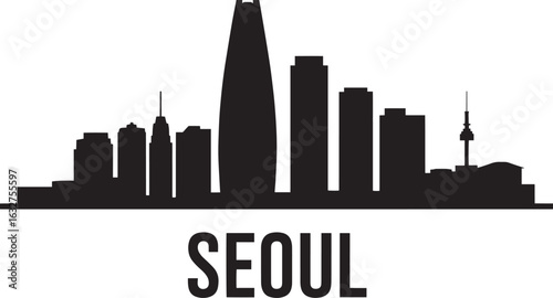 Seoul Skyline Silhouette Vector Illustration with Cityscape and Urban Landscape Design