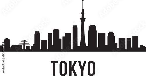 Tokyo Skyline Silhouette Vector Illustration Japan Cityscape Urban Design Modern Architecture