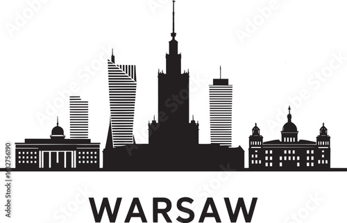 Warsaw Skyline Silhouette Vector Illustration A Striking Cityscape of Poland's Vibrant Capital