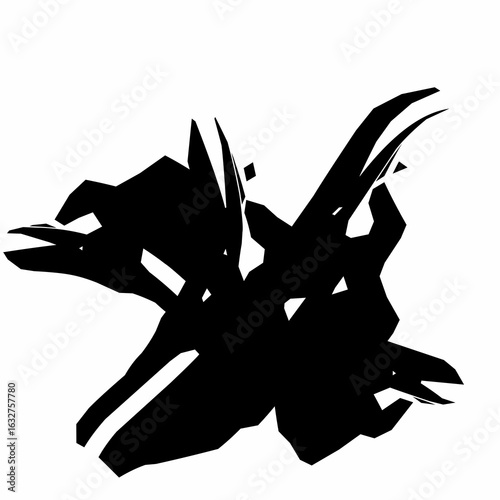 Vector project illustration of a fierce multi-headed creature. Abstract graphic design of a mythological beast or aggressive bird.