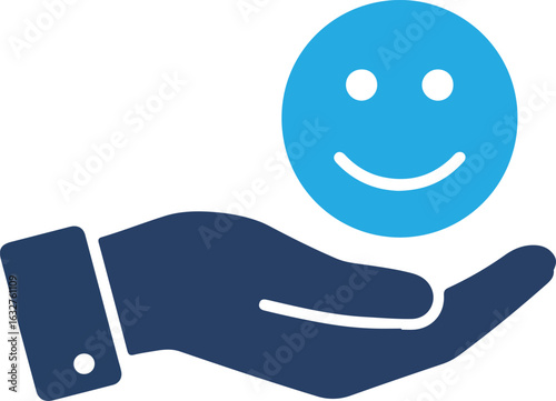Offering Happiness Open Hand Symbol Welcoming Joyful Customer Experience Representing Satisfaction Positive Service Delivering Optimism Friendly Greeting Caring