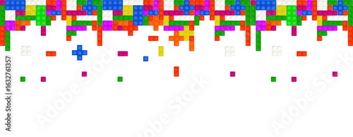 Seamless vector of building brick blocks toy like Lego. Colorful plastic toy bricks for children Brick toy design seamless for kids fashion. Vector