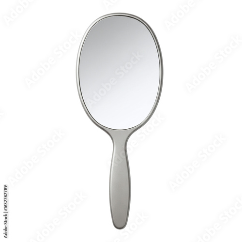 Valokuva Silver oval hand mirror isolated