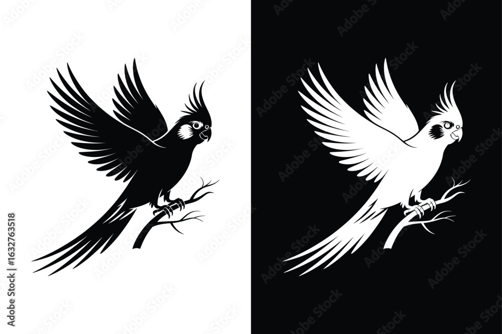 Fototapeta premium Cockatiel icon vector on White Background ,Vector Art Illustration on white background.