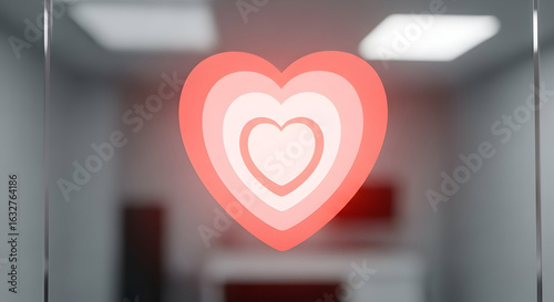 Modern Glass Heart Design With Soft Color Gradient For Valentine's Day Theme