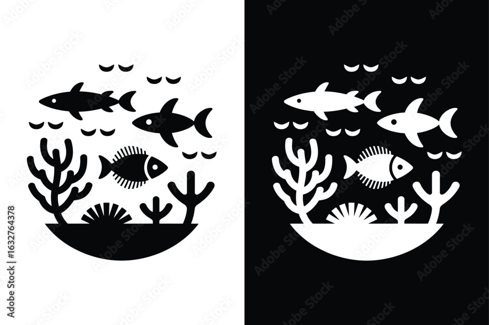 Obraz premium Marine life icon vector on White Background ,Vector Art Illustration on white background.