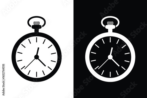 Pocket watch icon vector on White Background ,Vector Art Illustration on white background.