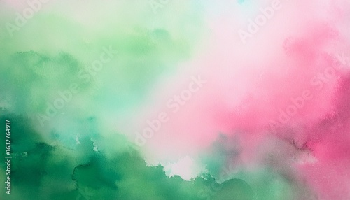 watercolor mist gradient background with pink and green hues texture header design