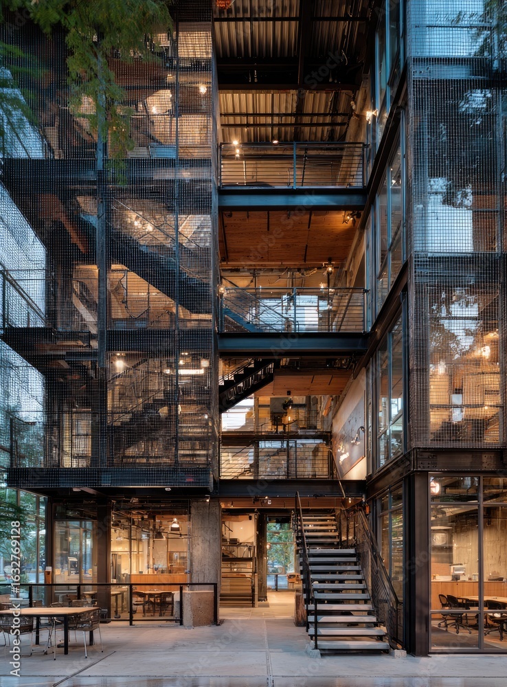 Fototapeta premium Modern, industrial-style building exterior