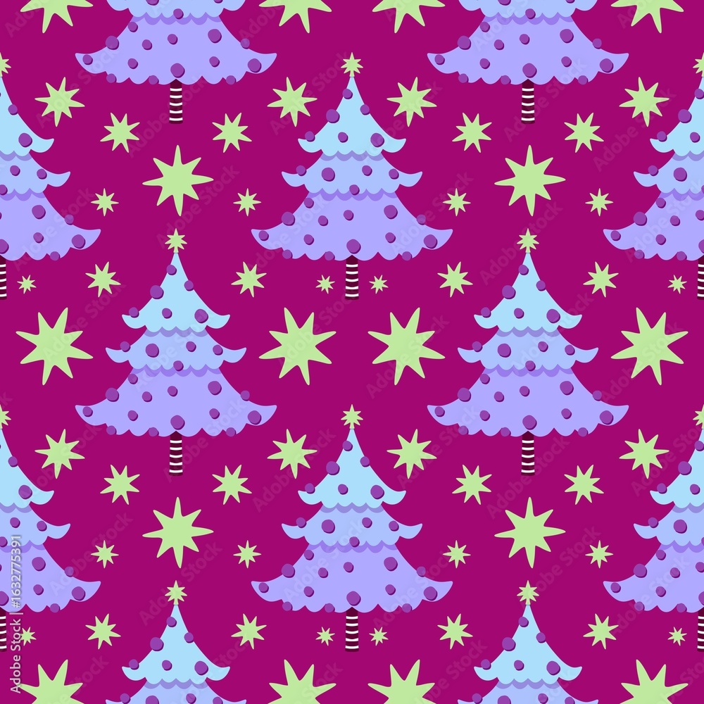 Obraz premium Christmas tree seamless winter pattern for wrapping paper and fabrics