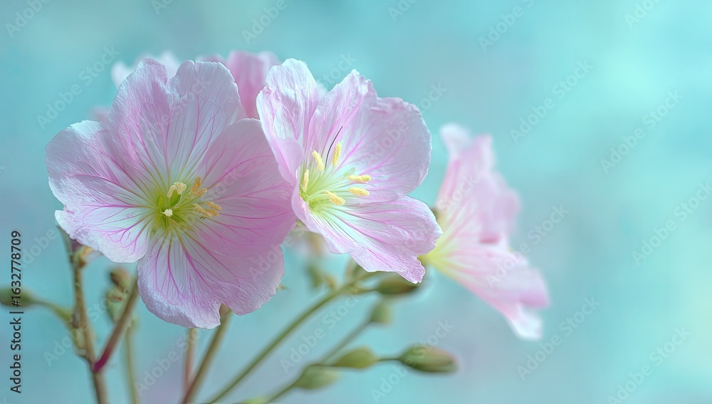 Fototapeta premium Delicate pink flowers in soft focus